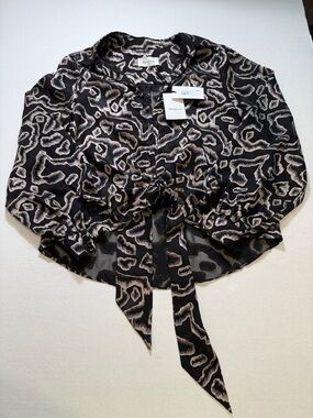 Berenice Paris Knotted Front Zebra Blouse